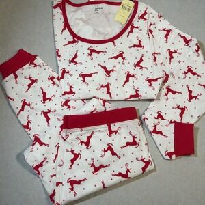 NWT Leveret Womens Reindeer Pajama Set Long Sleeve Pants XL Christmas PJs